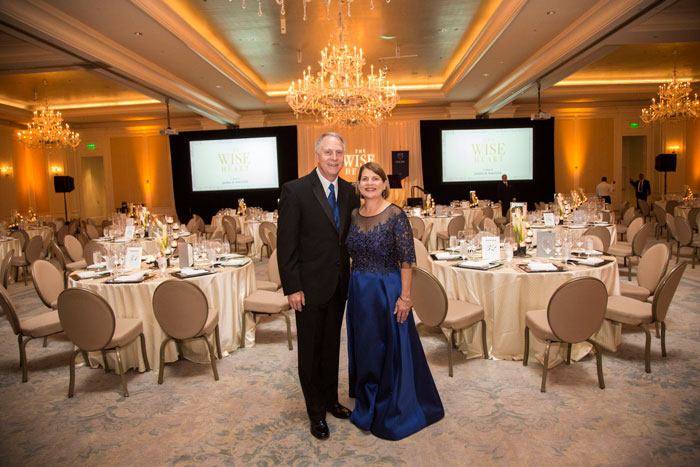 President Wagner and his wife, Debbie Wagner, pose before the start of the gala, which was titled "The Wise Heart: A Salute to James W. Wagner."